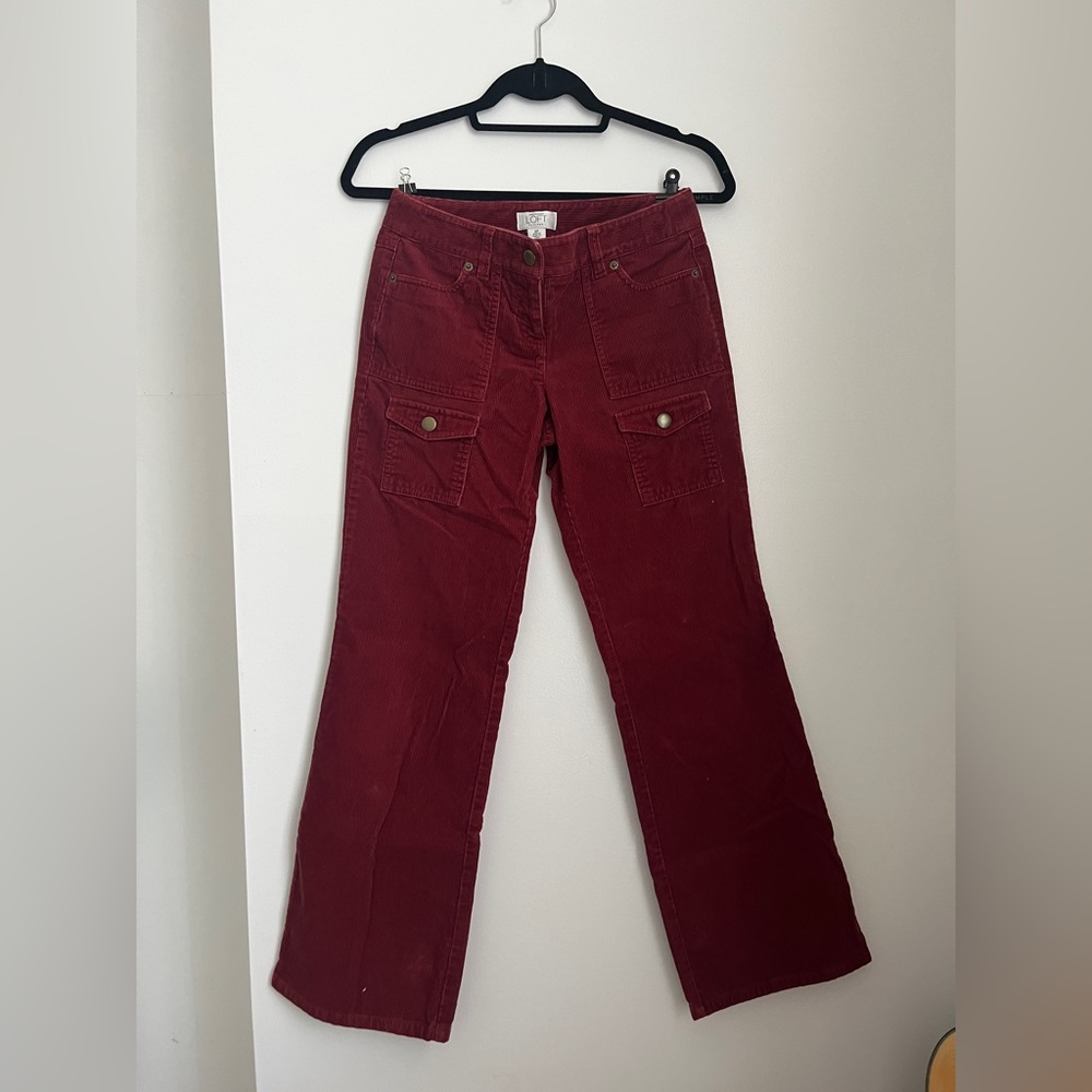 Cherry red corduroy bootcut pants